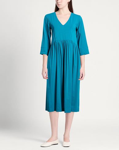 Woman Midi dress Turquoise Size 4 Cotton, Elastane