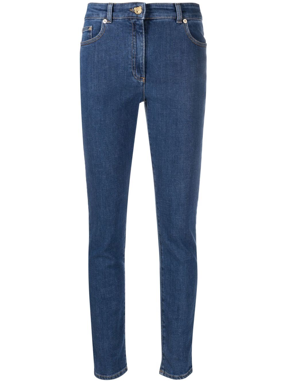 Teddy Bear-detail slim-fit jeans - Blue