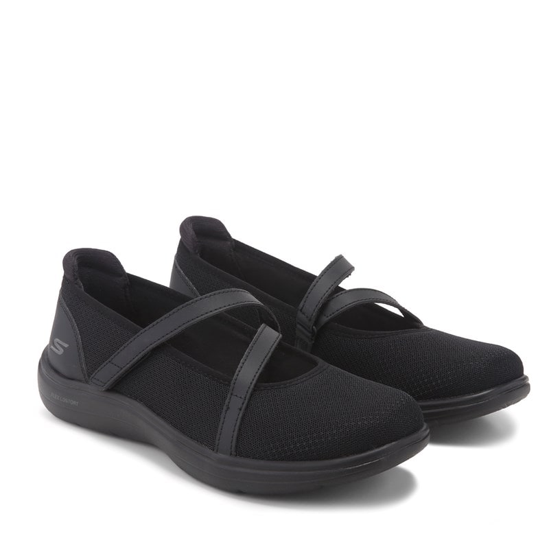 Women's On-The-Go Flex Radiant Mary Jane Flat Shoes (Black)