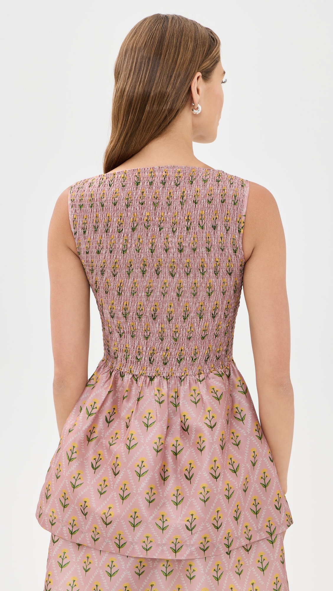 The Celine Top Blush Lattice Floral