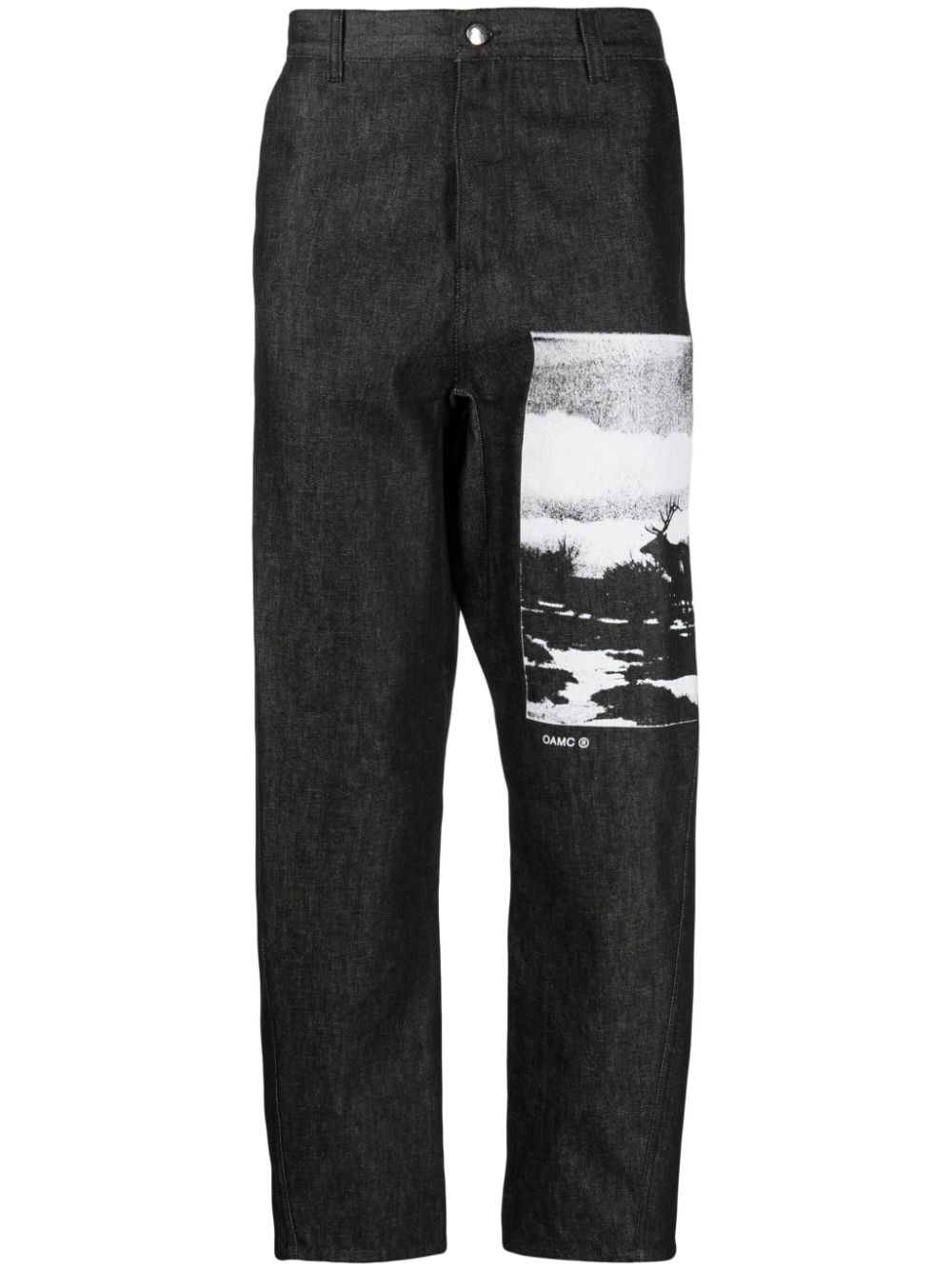 Graphic-print organic-cotton trousers - Black