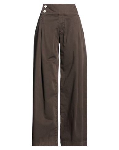 Woman Pants Dark brown Size S Cotton