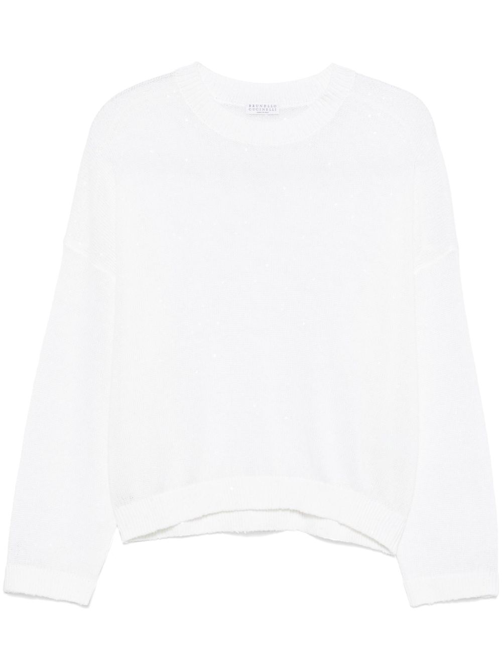 Linen and Silk Sequin Sweater with Dropped Shoulders