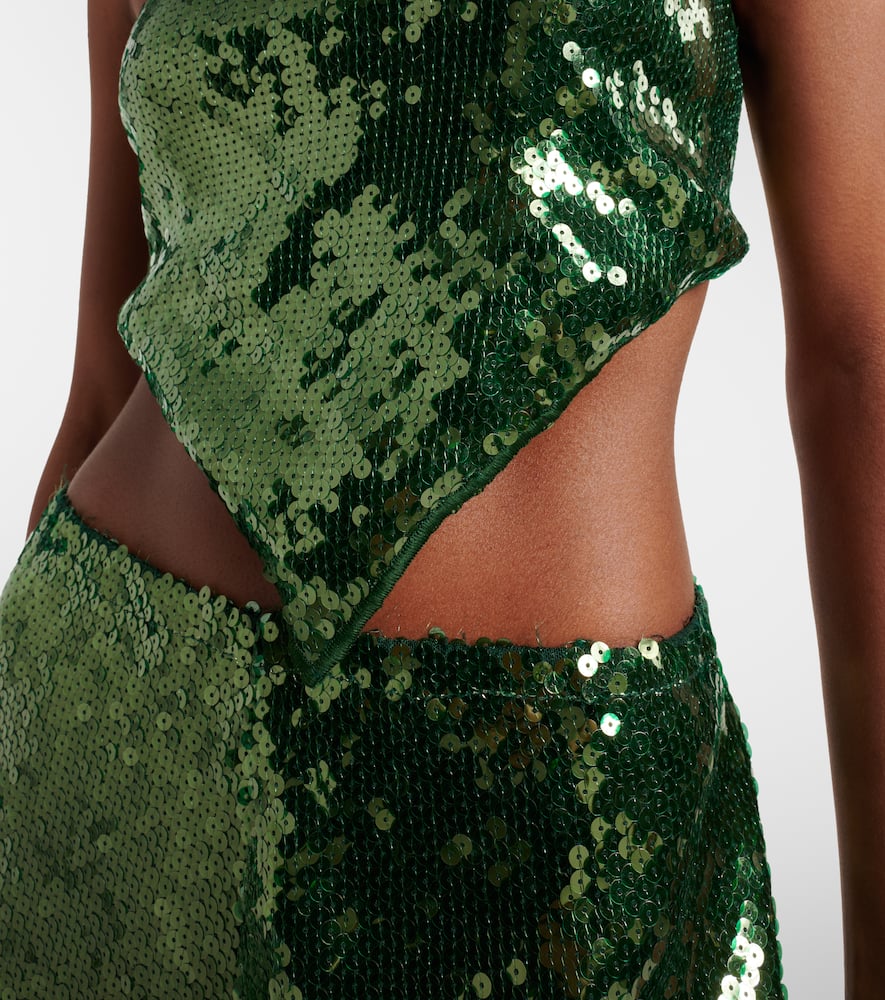 Oséree Marylin sequined halterneck crop top