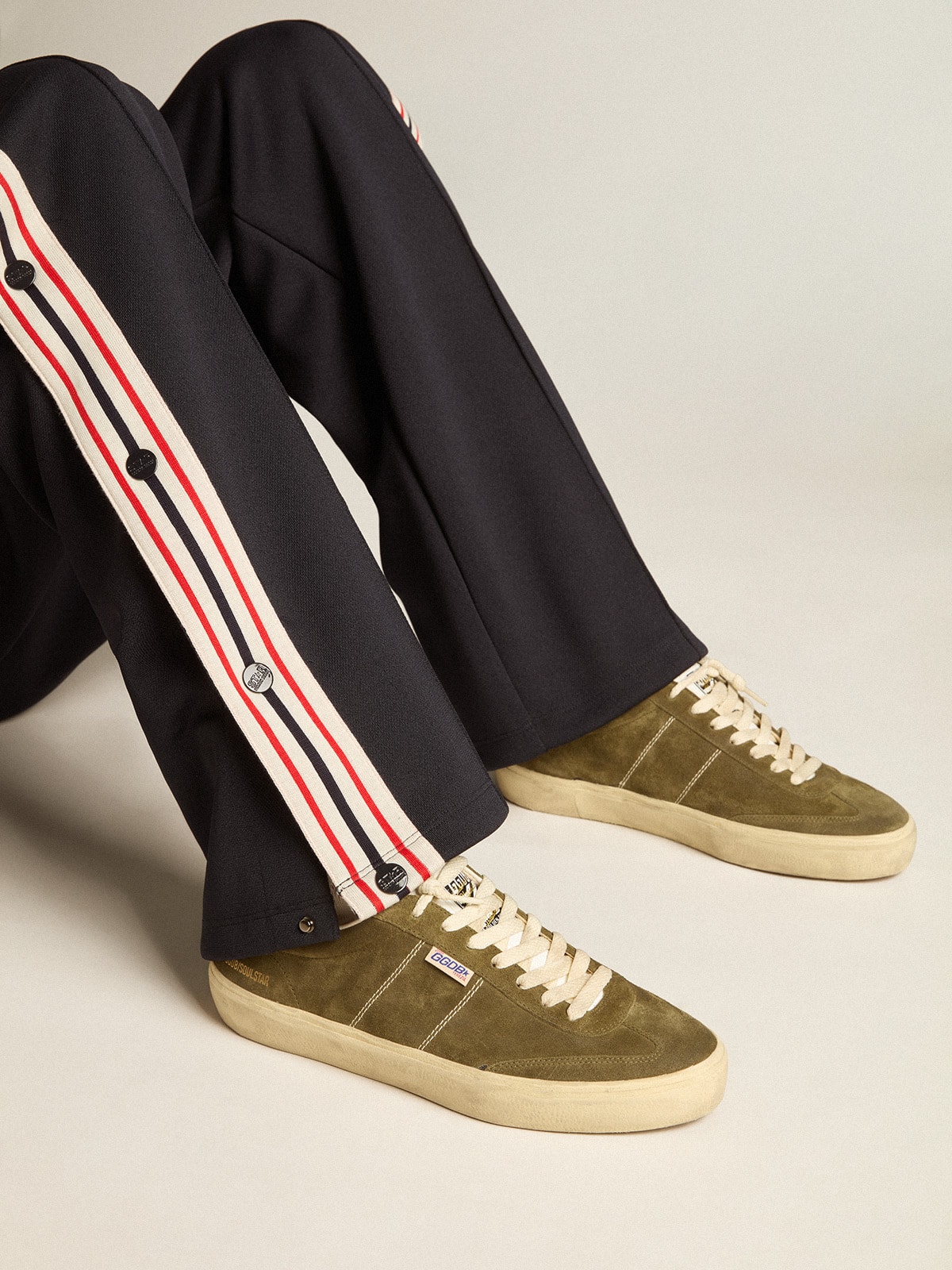 Golden Goose - Men's Soul Star In Green Suede With White Leather Heel Tab And Tongue, Man