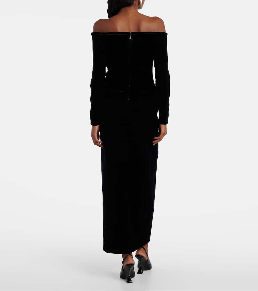 Off-shoulder velvet top