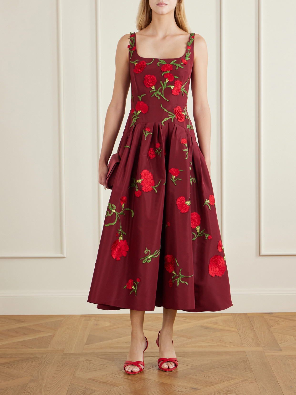 Floral-embroidered Silk-faille Gown - US2