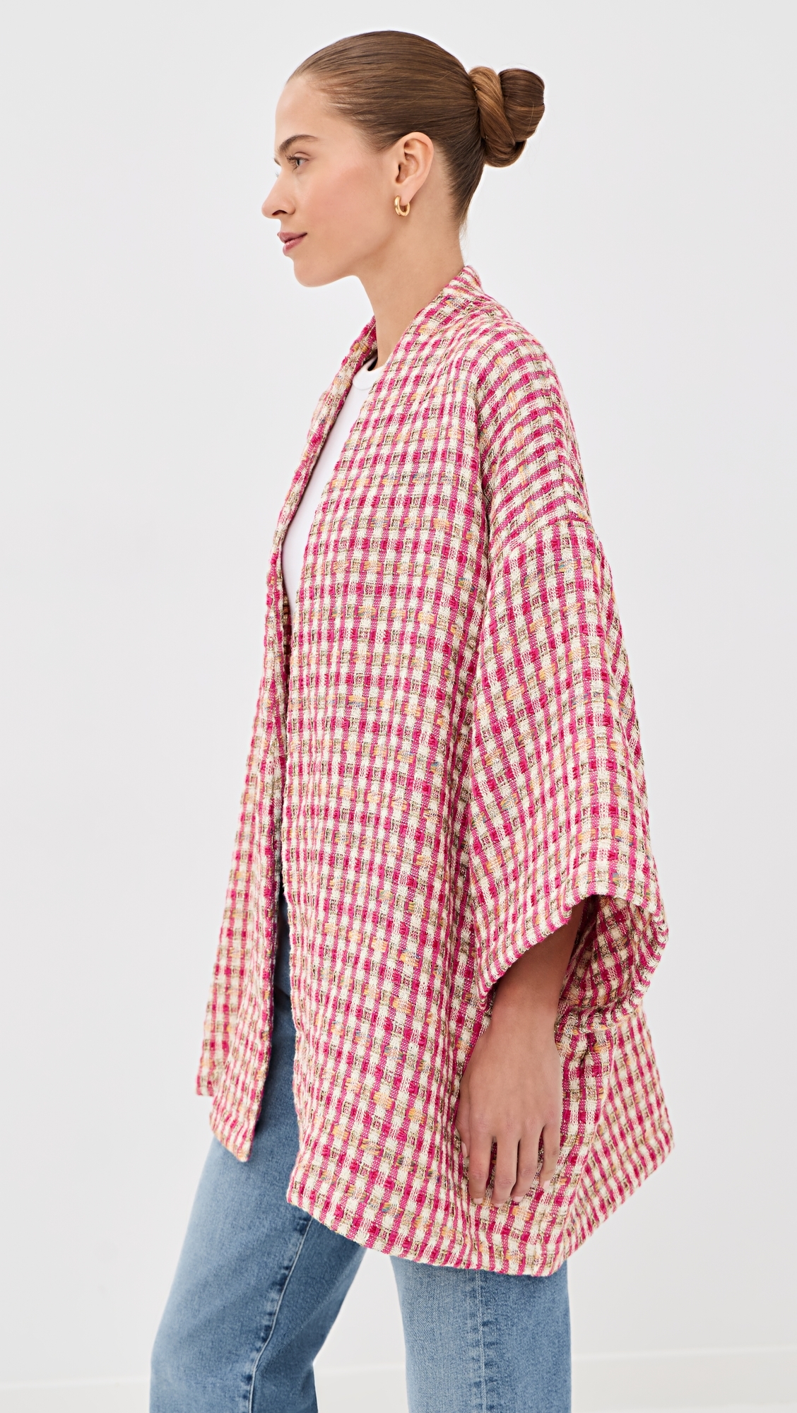 Metallic Tweed Mini Duster Pink & Tan One Size