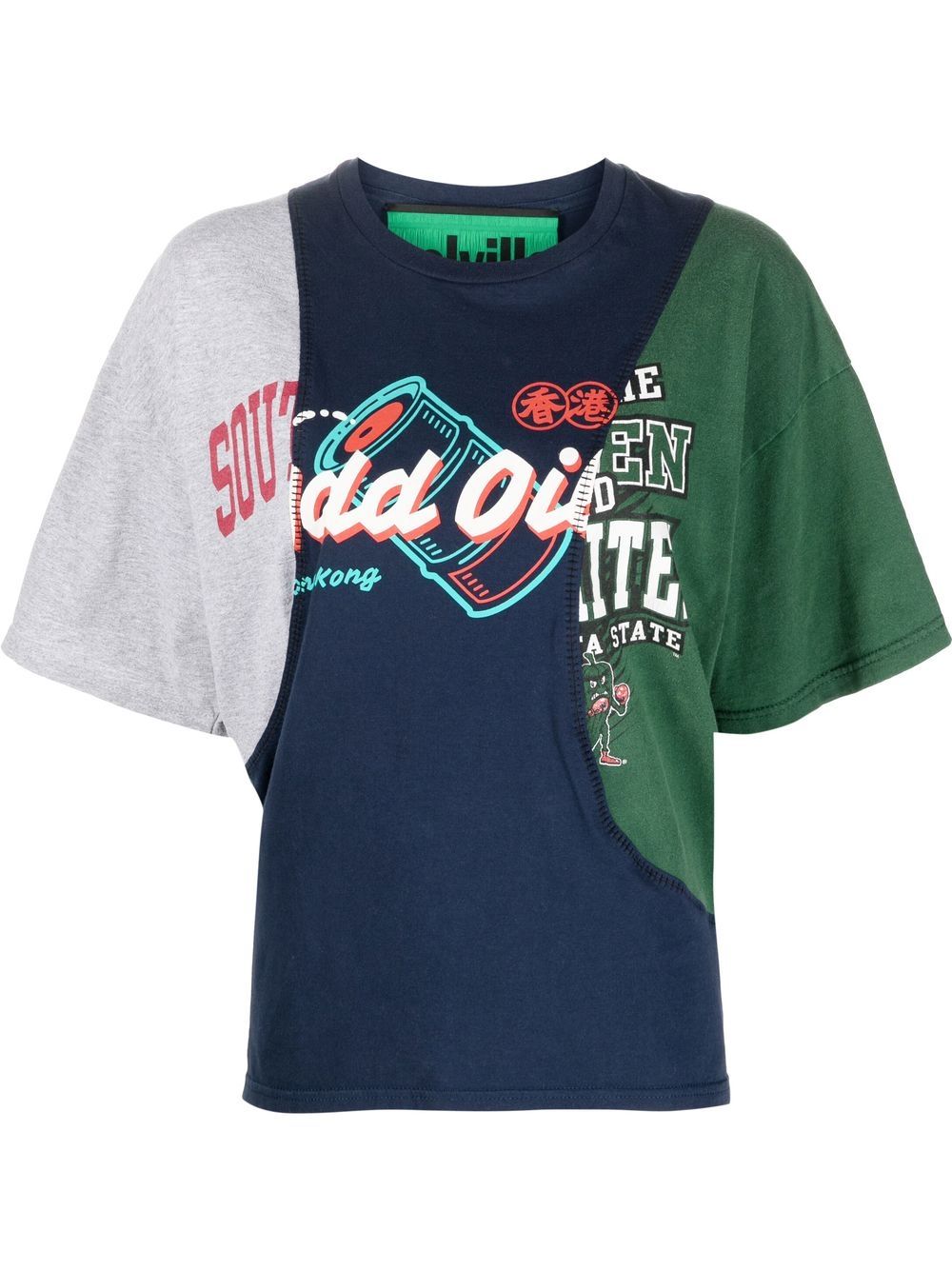 Upcycled patchwork T-shirt - Blue