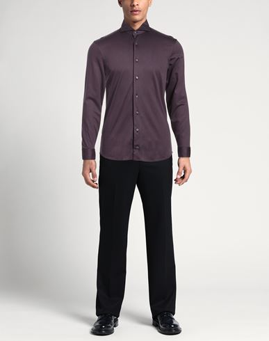 Man Shirt Dark purple Size M Cotton