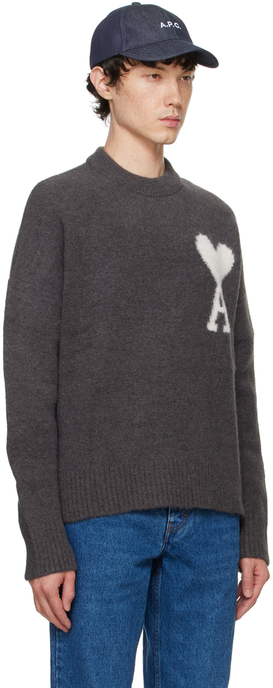 AMI Paris Gray Ami De Caur Sweater