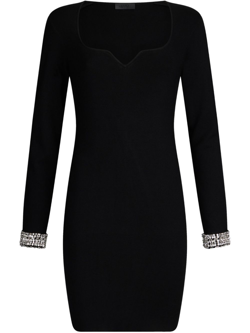 Short black dress with bejewelled embellishment