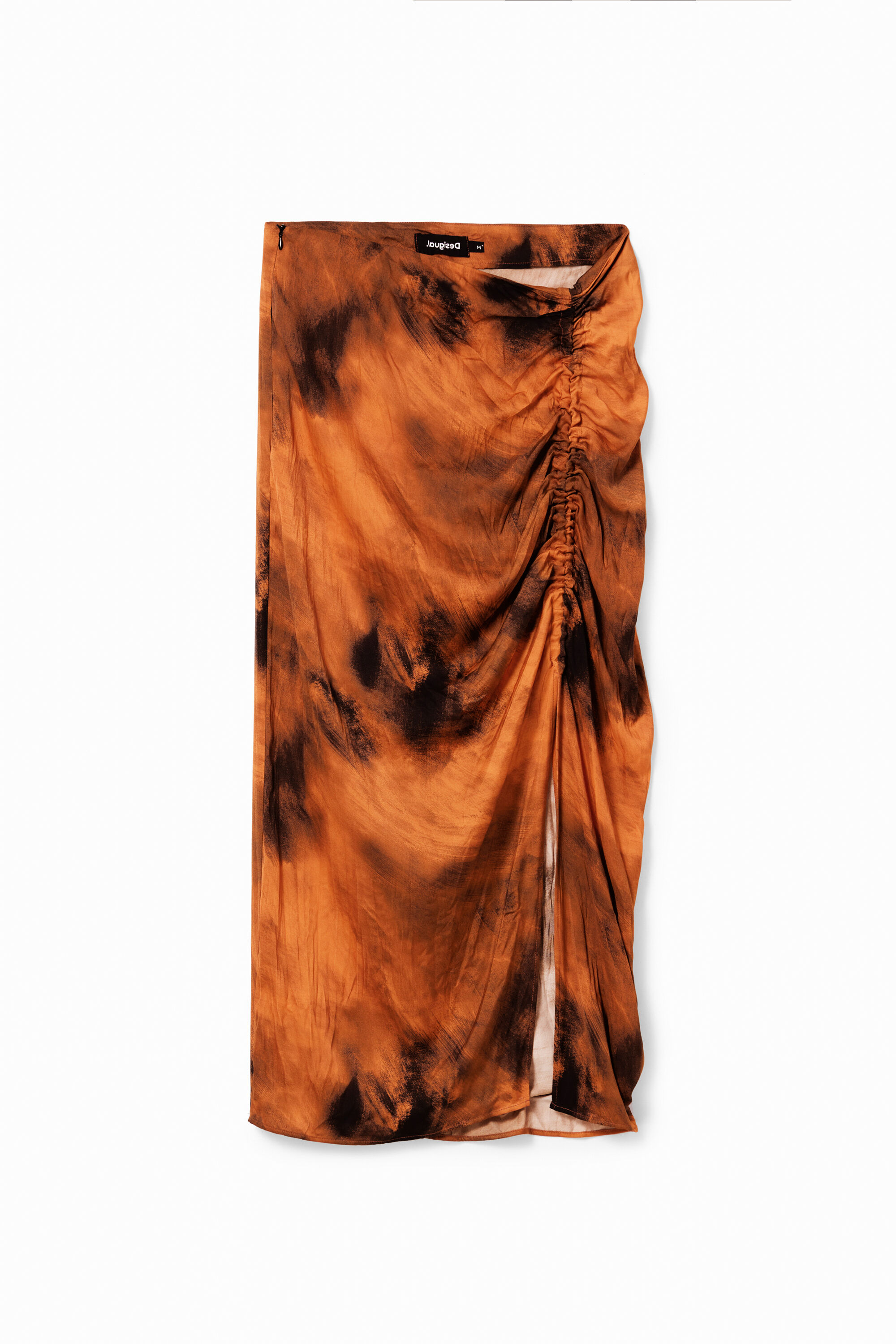 Adjustable gathered midi skirt
