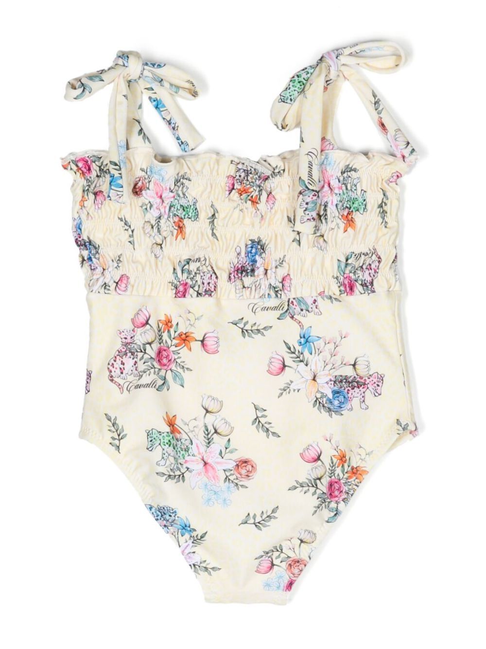 Printed tie-strap swimsuit - Yellow