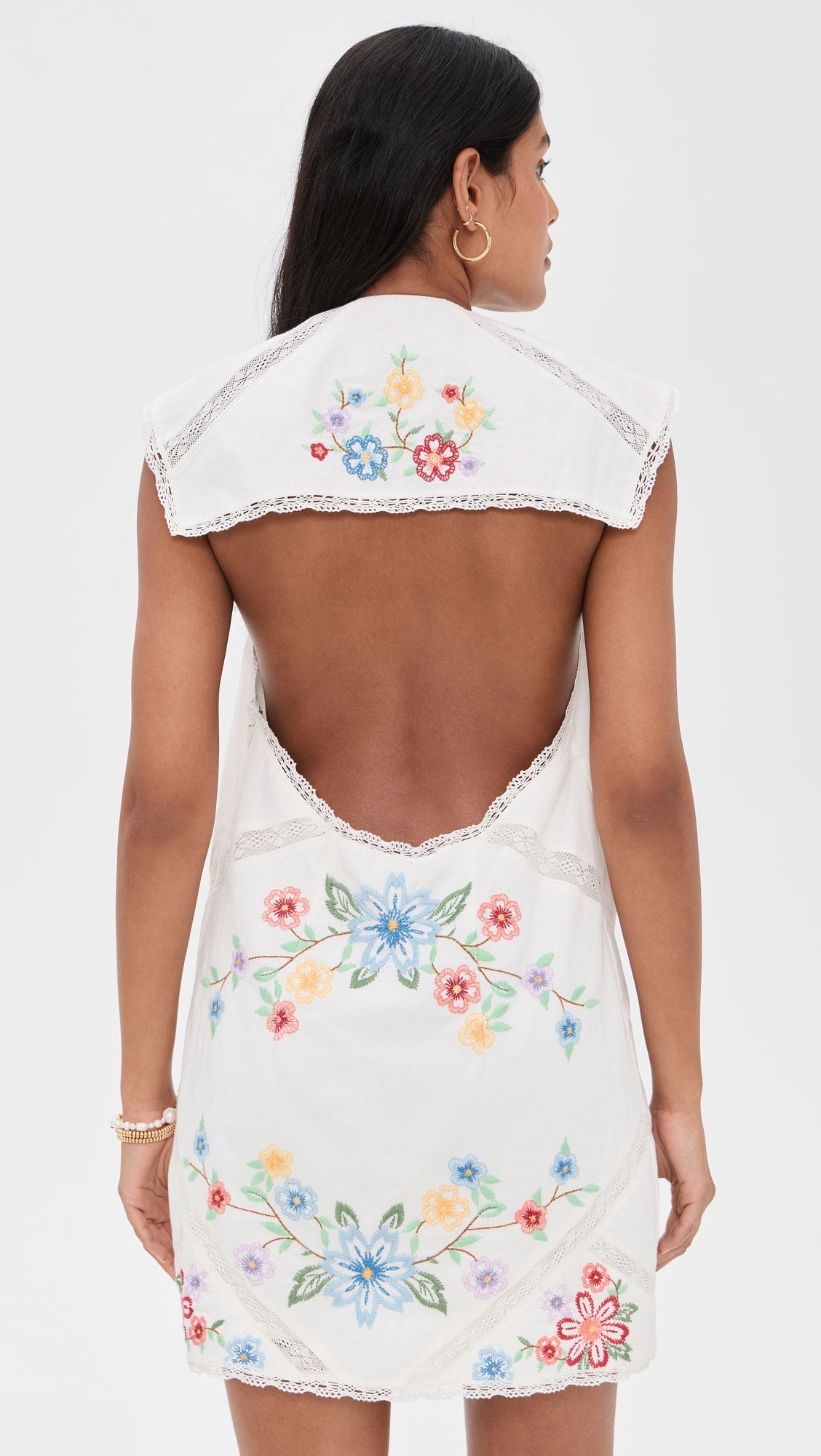 Free People Willow Embroidered Mini Dress Ivory