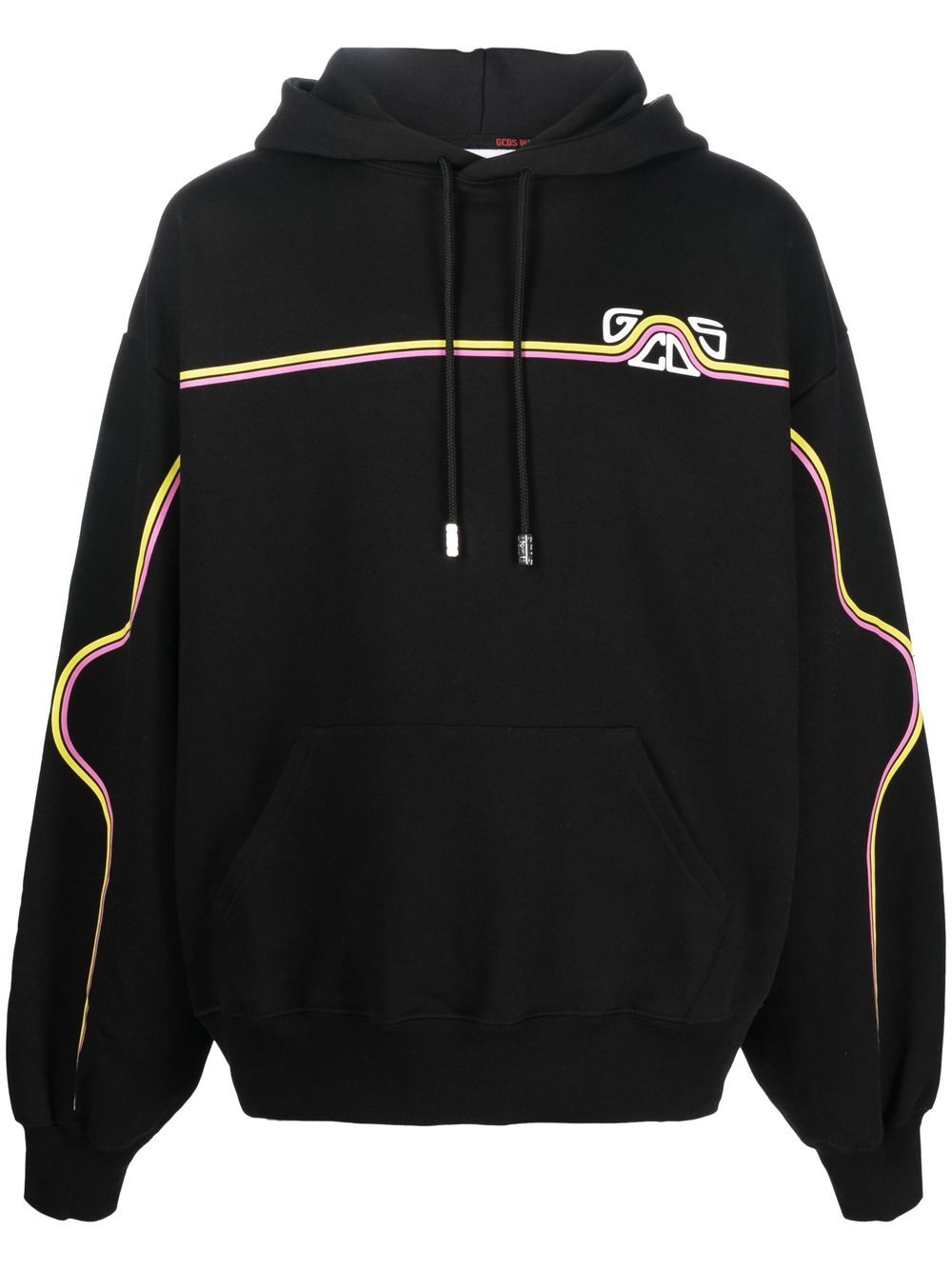 Chest logo-print detail hoodie - Black