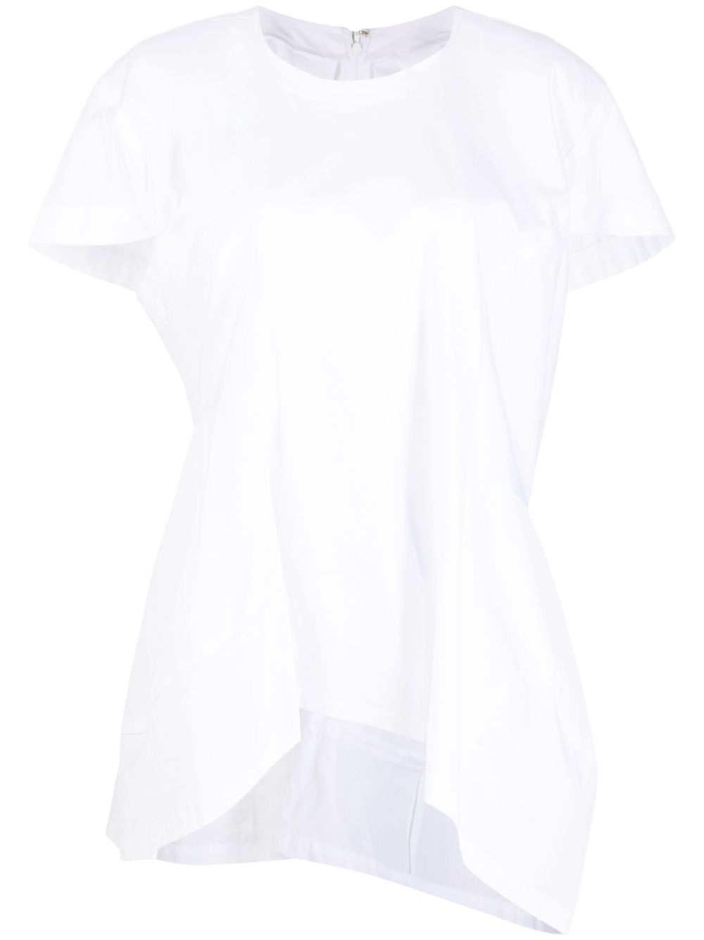 Asymmetric-design panelled T-shirt - White