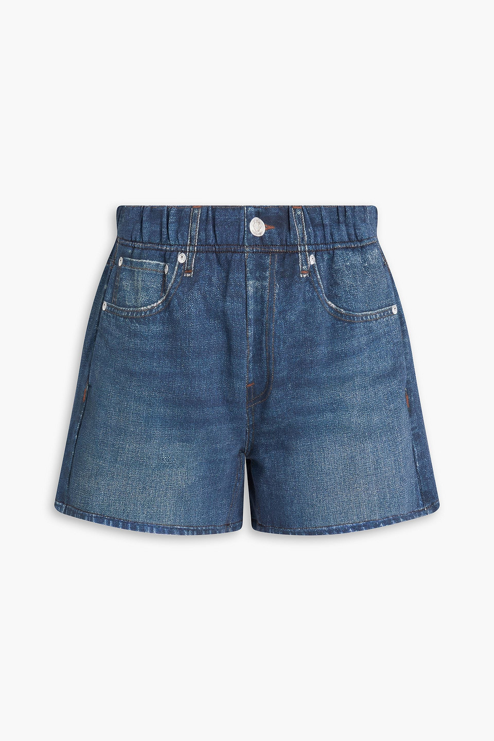 Miramar denim-effect print French cotton-terry shorts - Blue - XXS