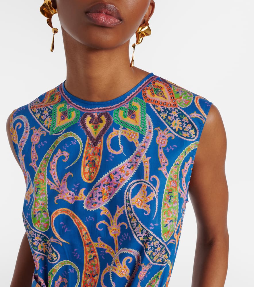 Paisley cotton-blend midi dress