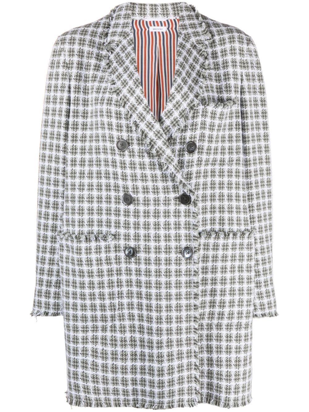 Check-pattern oversize coat - Grey