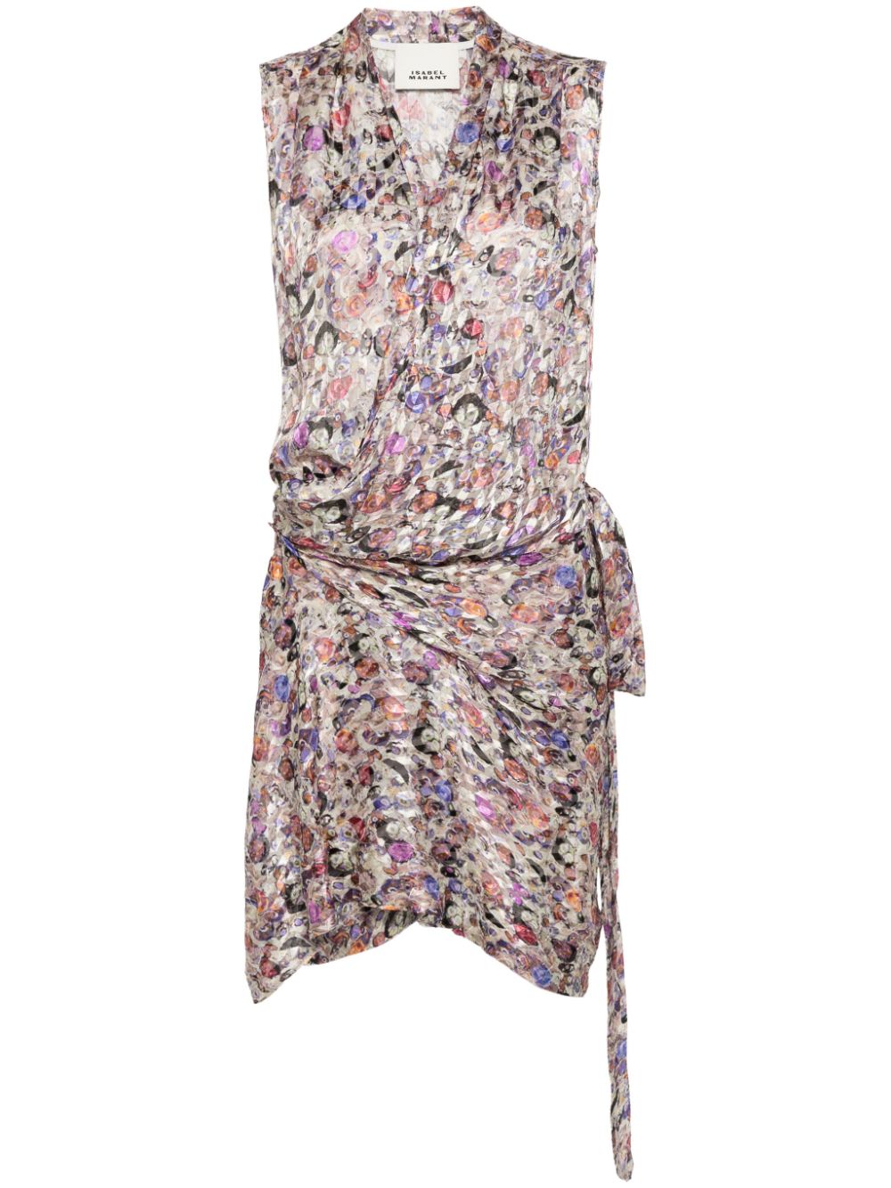 Devoré-effect draped minidress - Black