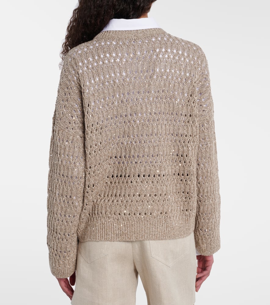 Sequined linen-blend sweater