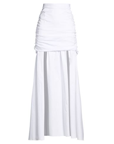 Woman Maxi skirt White Size 4 Cotton, Polyamide, Elastane
