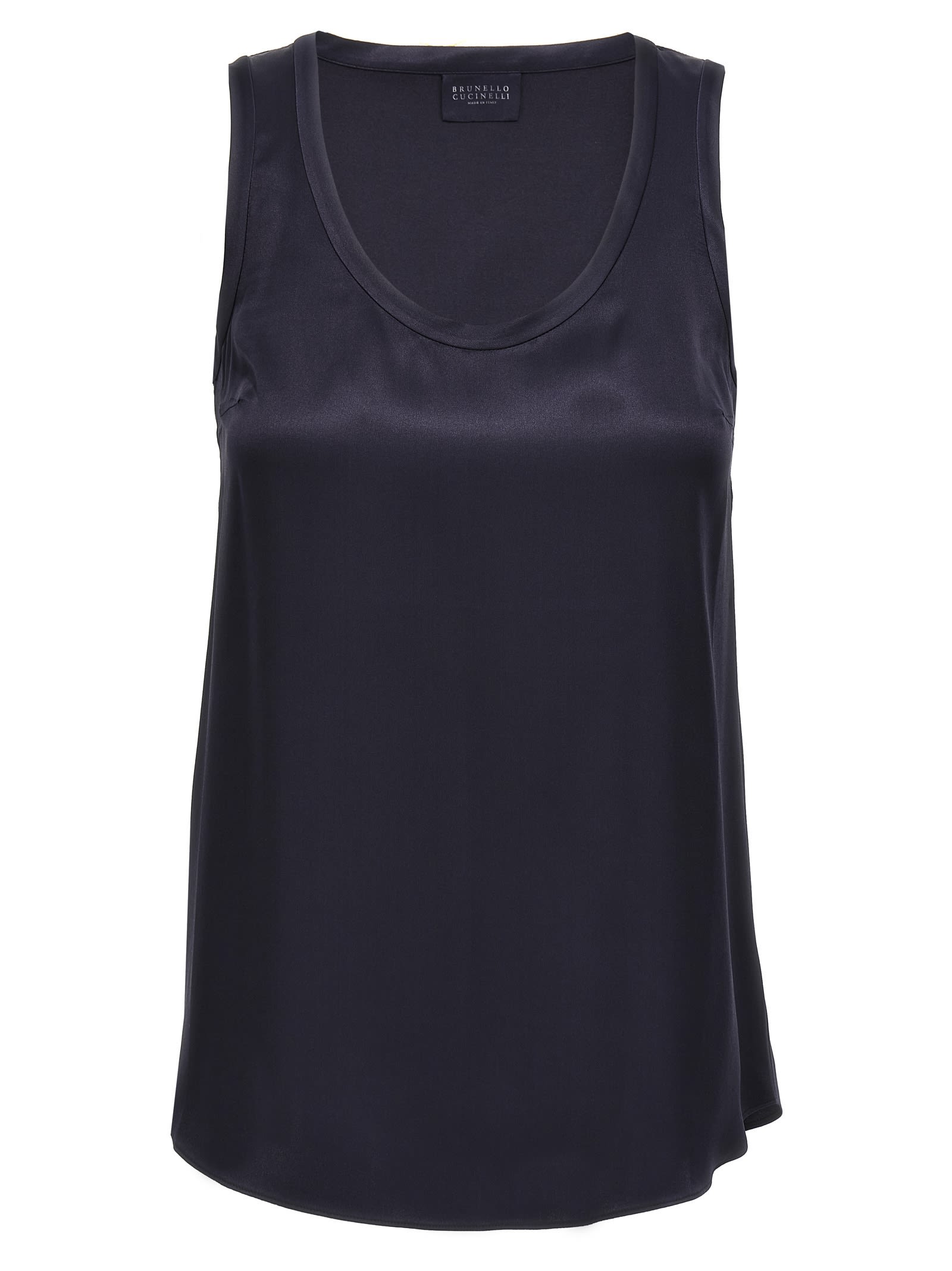 Sleeveless silk-blend tank top - Blue