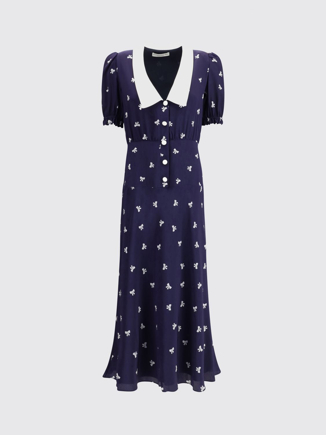 Bow-print midi dress - Blue