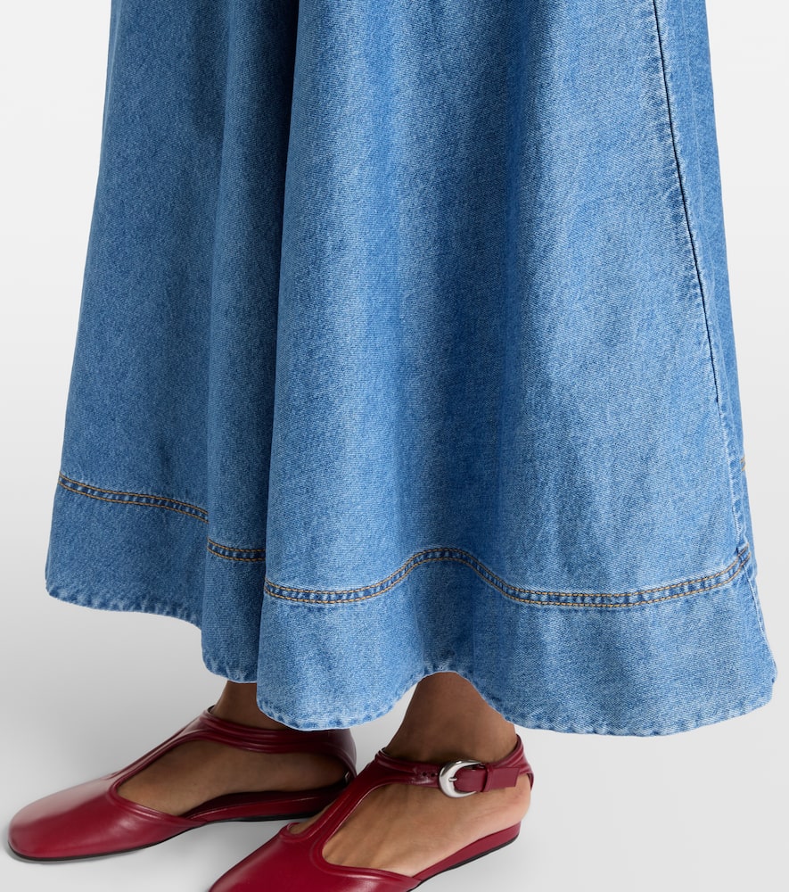 Alémais Stephi ruffled denim maxi dress
