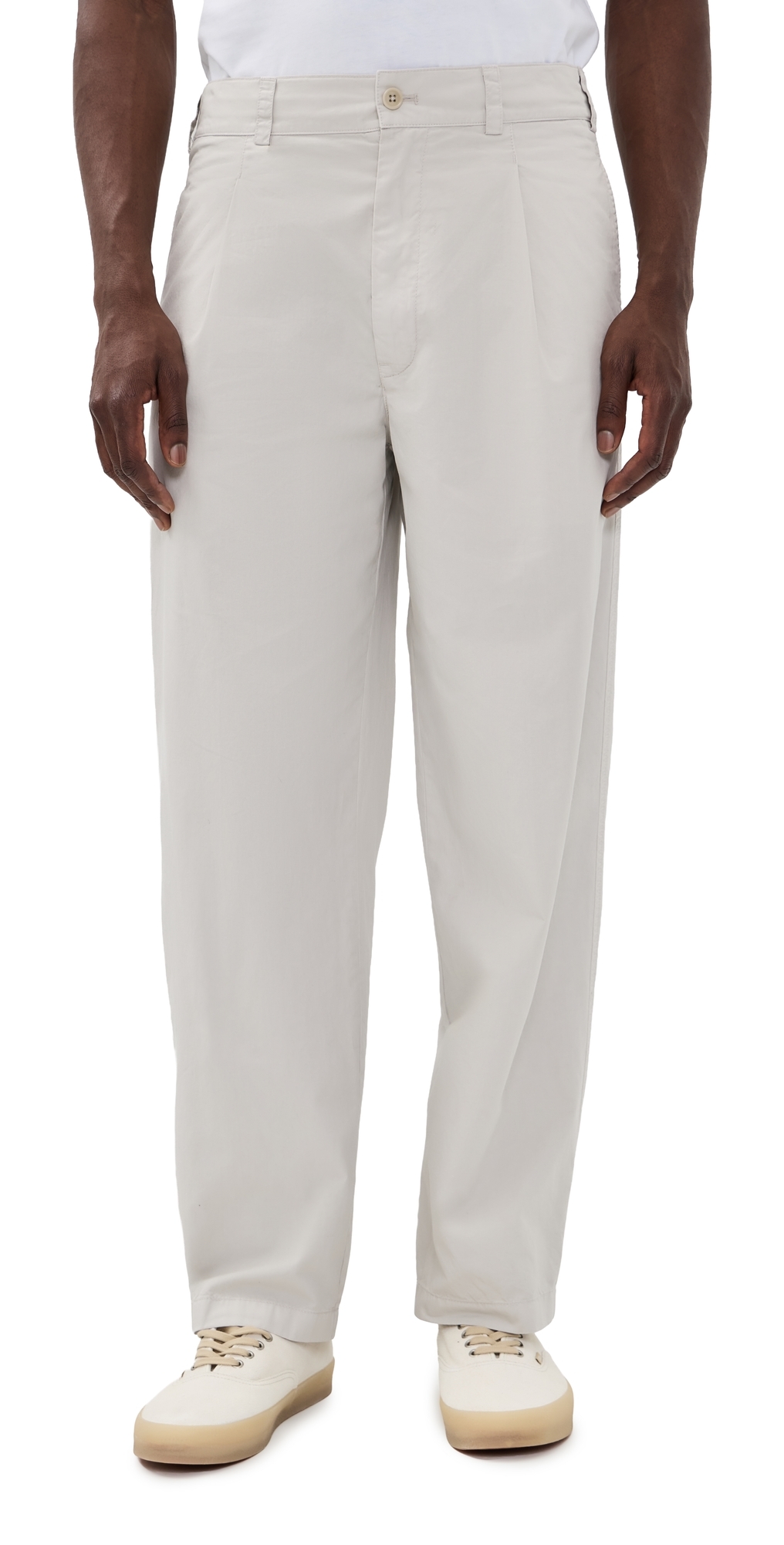 Pleated Pull On Pants In Lightweight Chino Stone