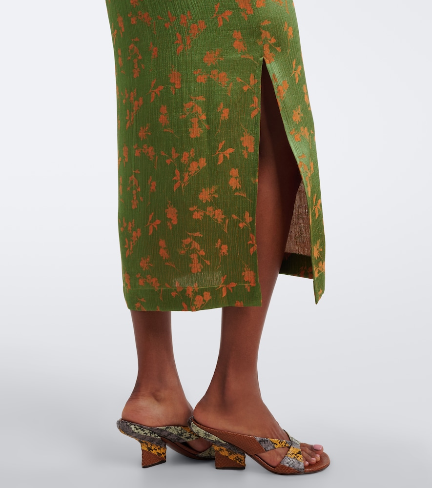 Floral jacquard satin slip dress