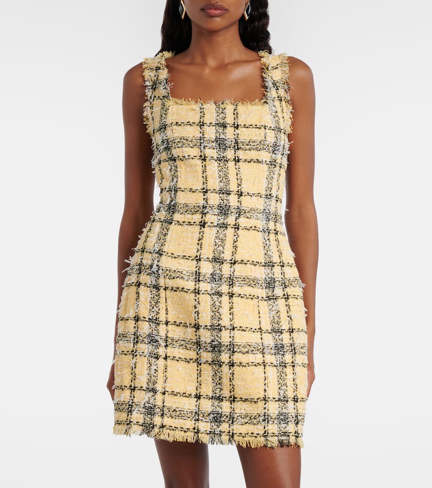 Checked sequined tweed minidress
