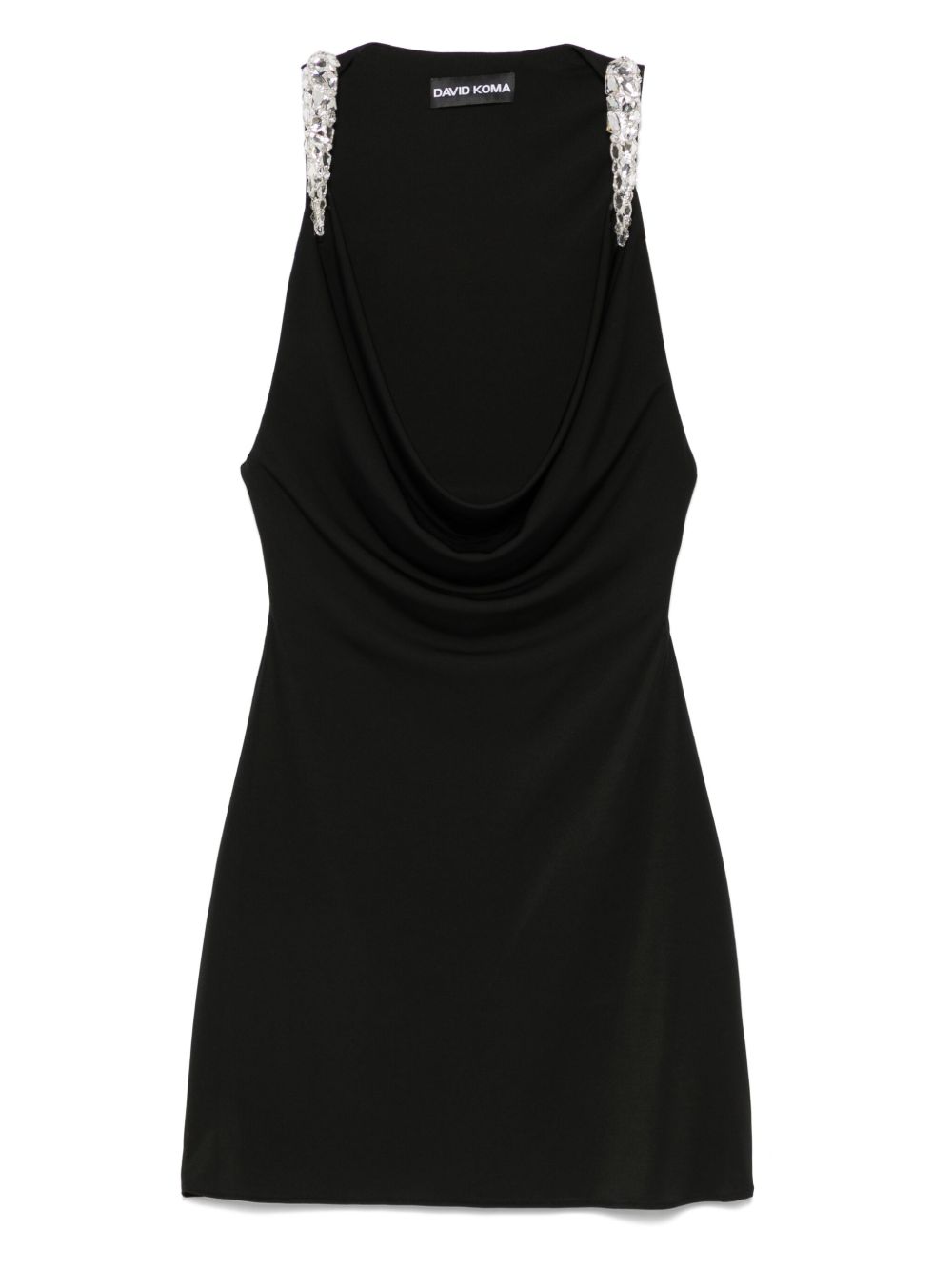 David Koma crystal-claws cowl-neckline mini dress - Black