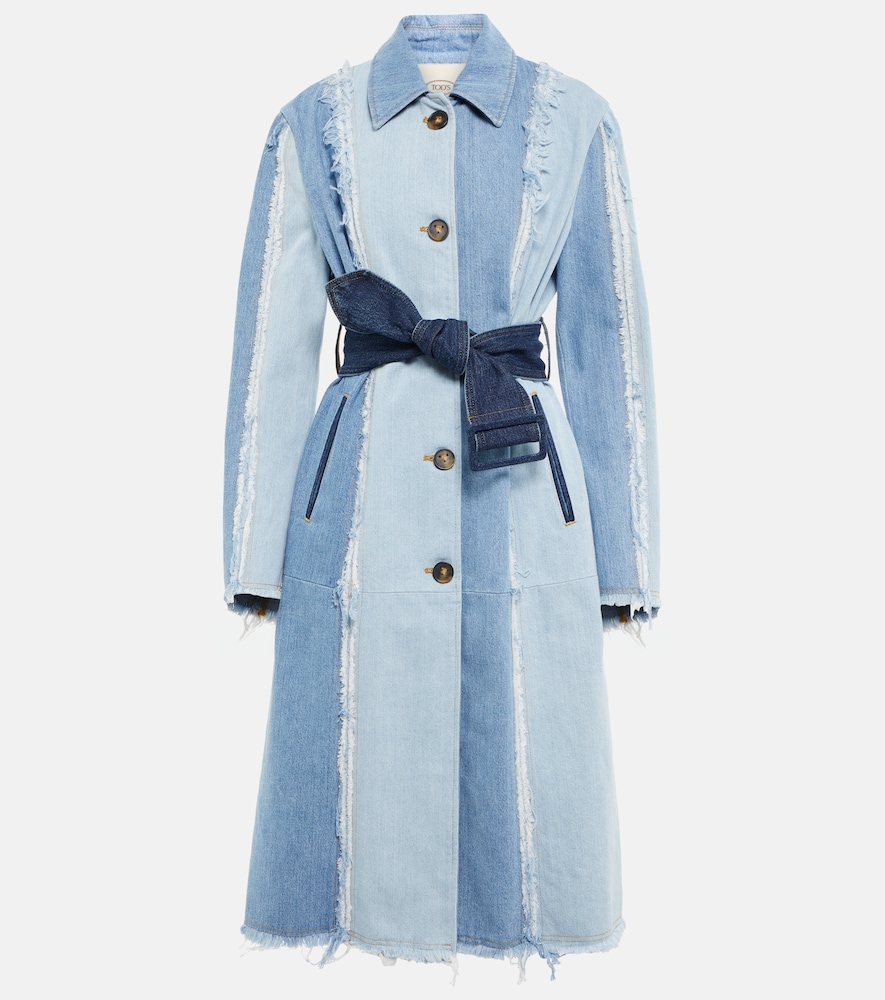 Belted denim coat