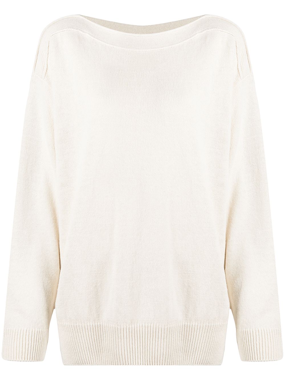 Boat-neck knit jumper - White