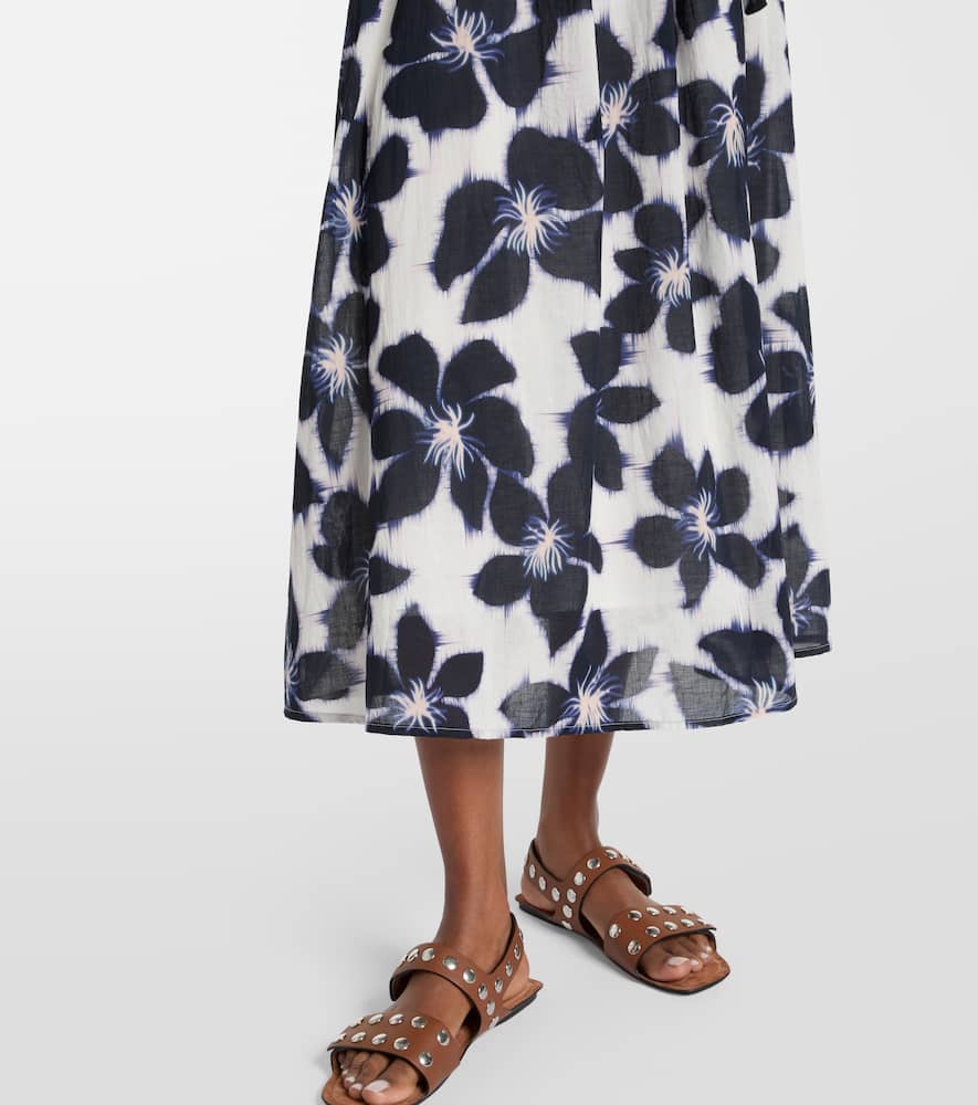 Floral cotton voile midi dress