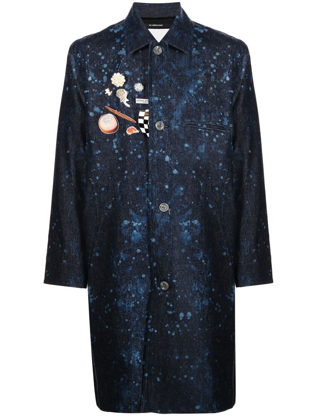 Paint-splatter coach coat - Blue