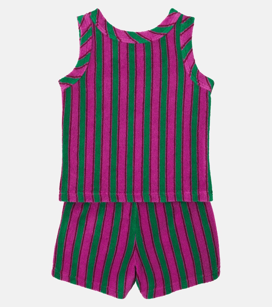 Baby striped cotton-blend terry tank top and shorts set