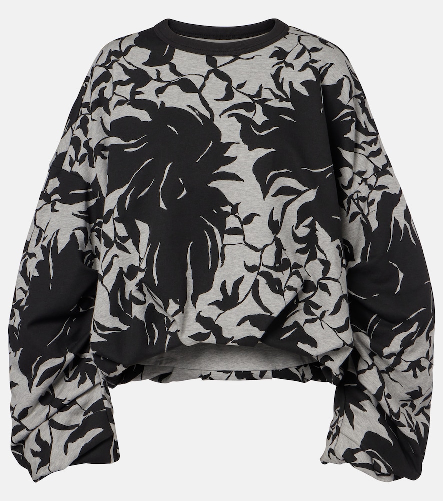 Draped floral cotton jersey sweatshirt