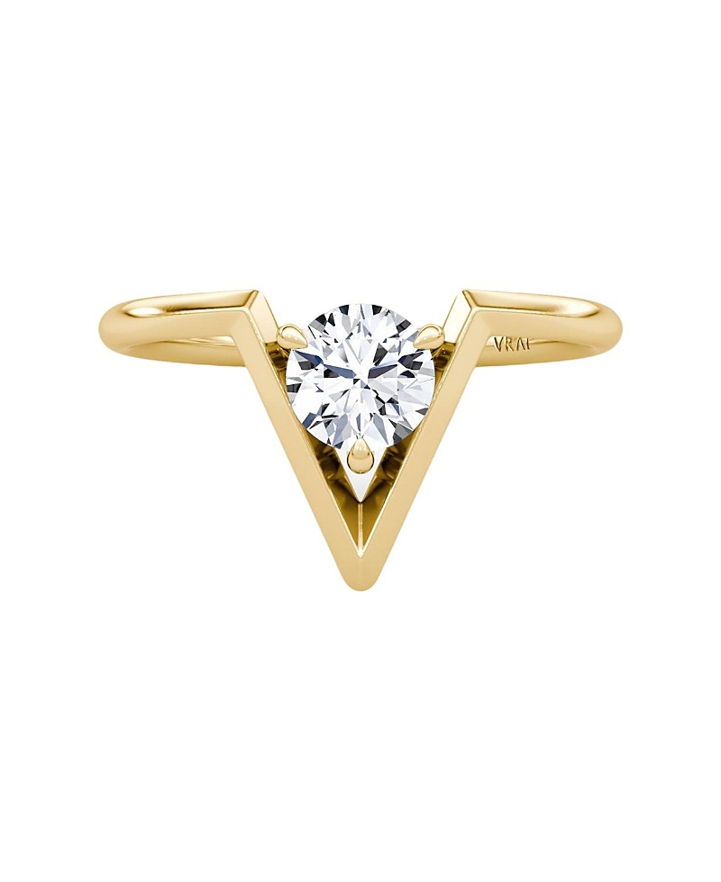 V Solitaire Ring in 14K Yellow and White Gold, .50ctw Round Brilliant Lab Grown Diamonds