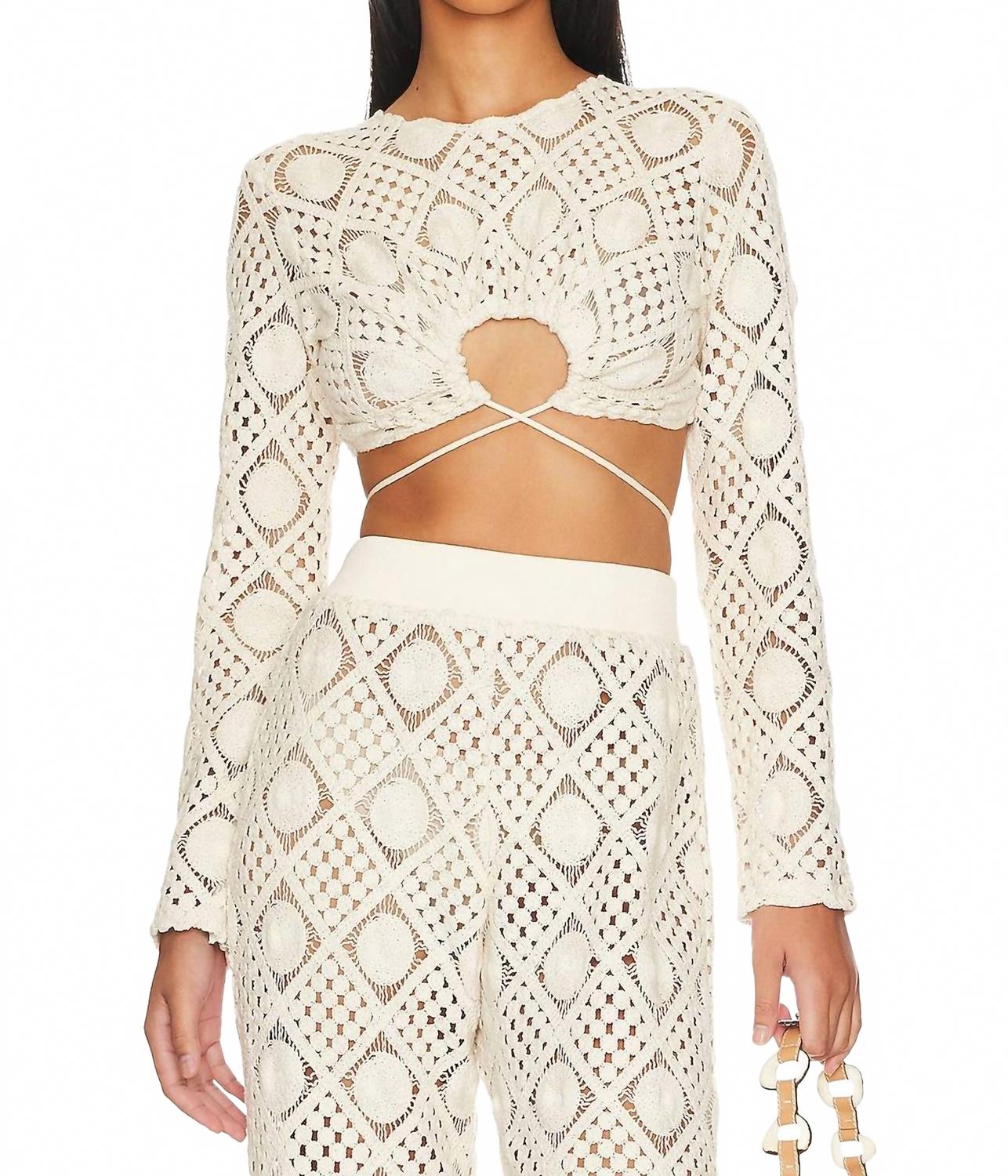 Hira Crochet Crop Top In Chalk