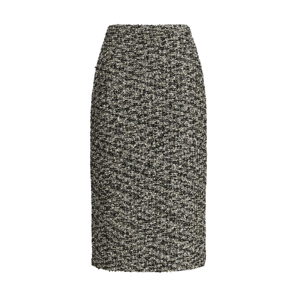 Laminated Bouclé Skirt — Gray
