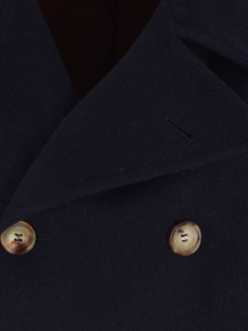 Double-breasted wool coat - Blue