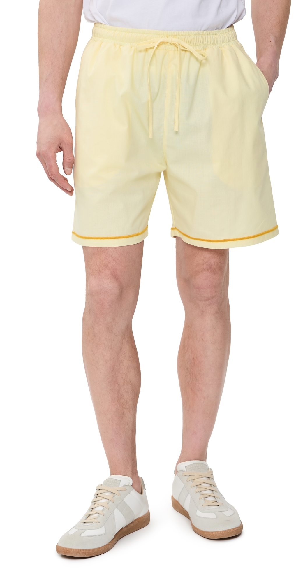 Talha Embroidered Linen Shorts 6 Light Yellow