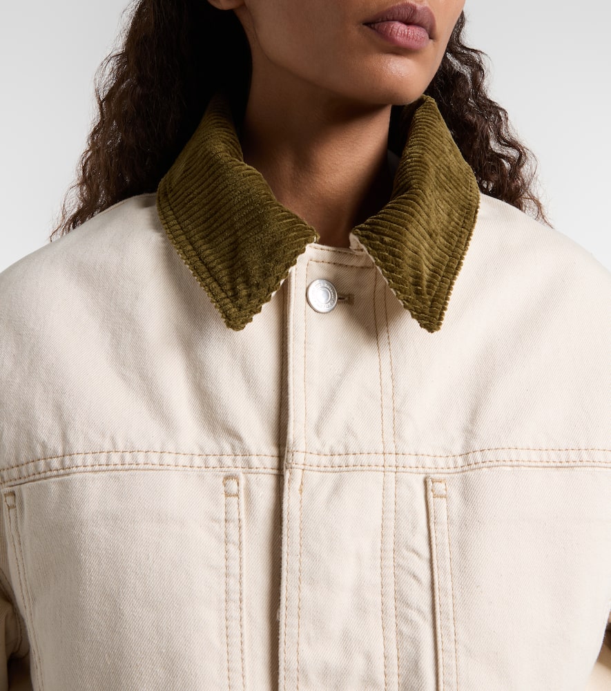 Corduroy-trimmed cotton twill field jacket