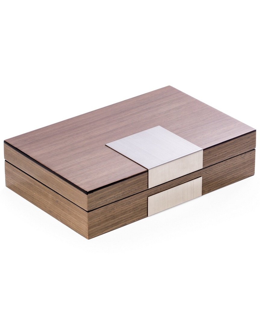 Lacquered Silver Walnut Wood Valet Box