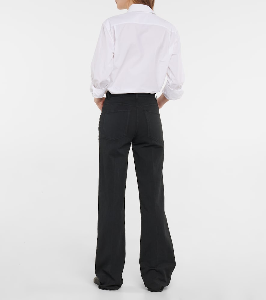 The Row Carlon mid-rise cotton and linen pants