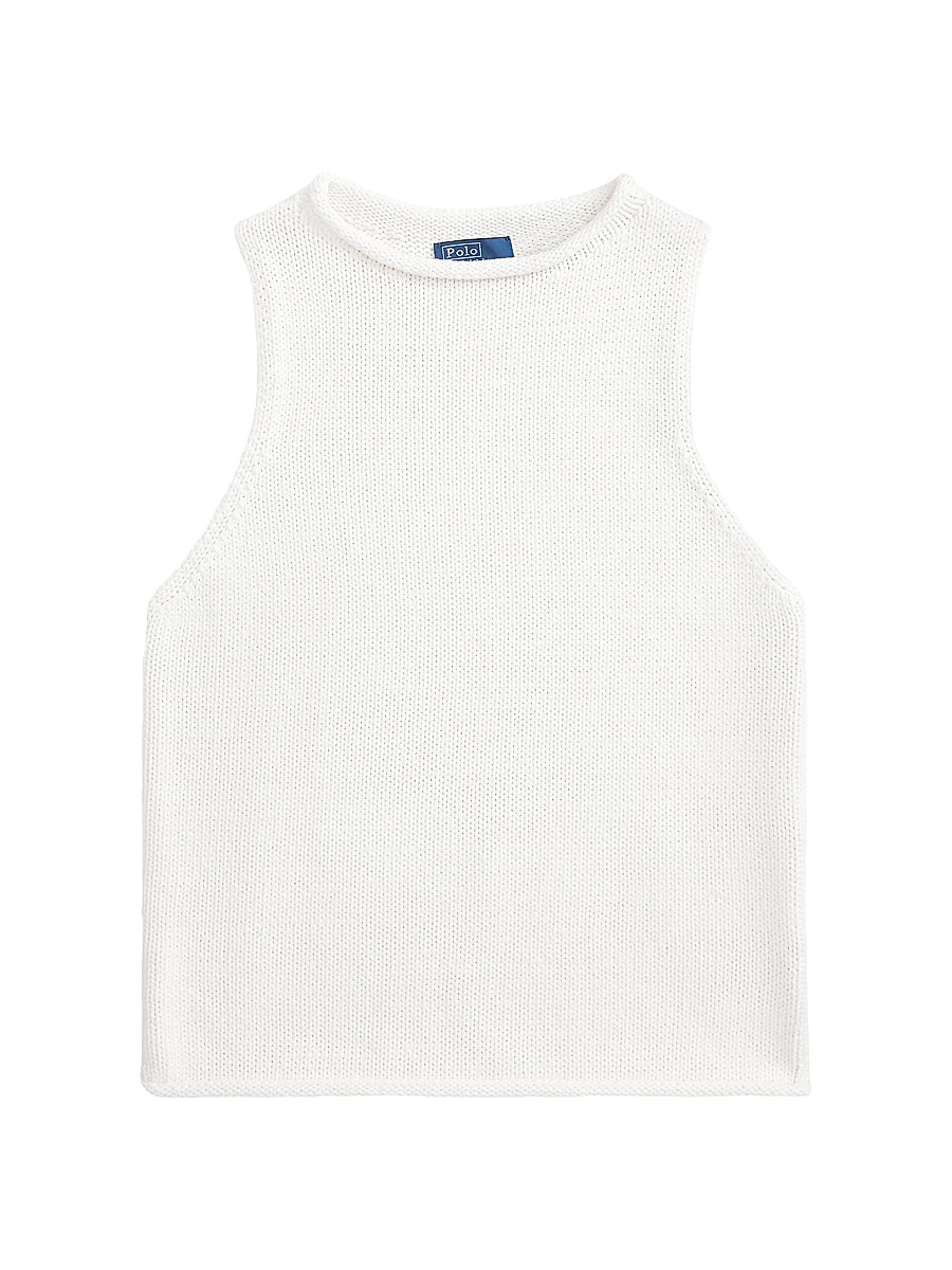 Women's Sleeveless Linen-Blend Sweater Tank - White