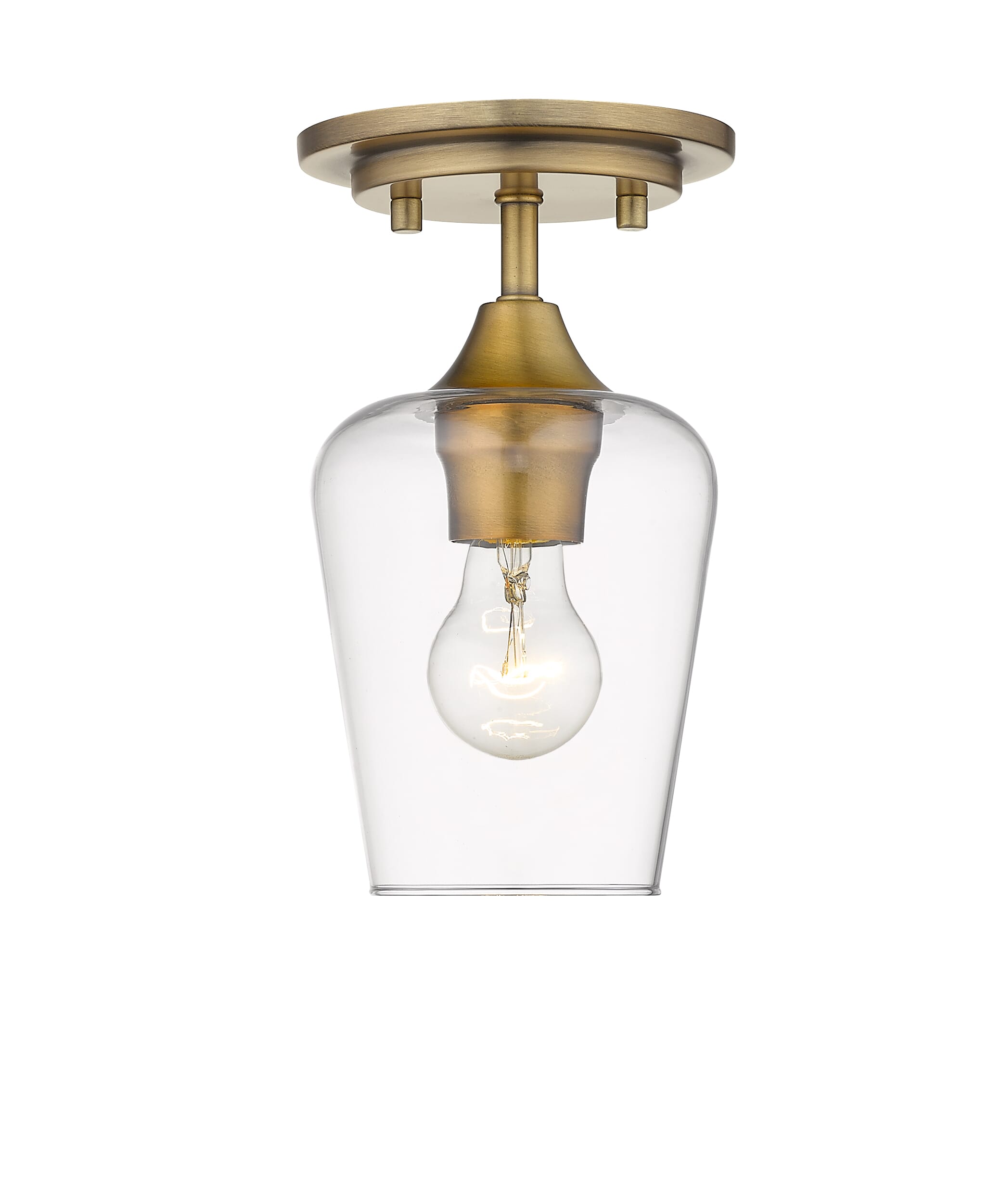 Joliet 1-Light Flush Mount Ceiling Light In Olde Bra